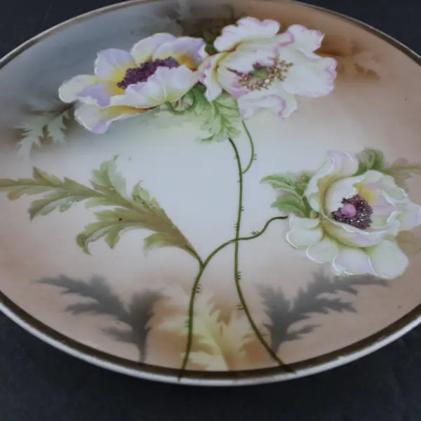 Antique Three Crown China Hand-Painted Flowers and Gold Rim Decorative Plate 8"