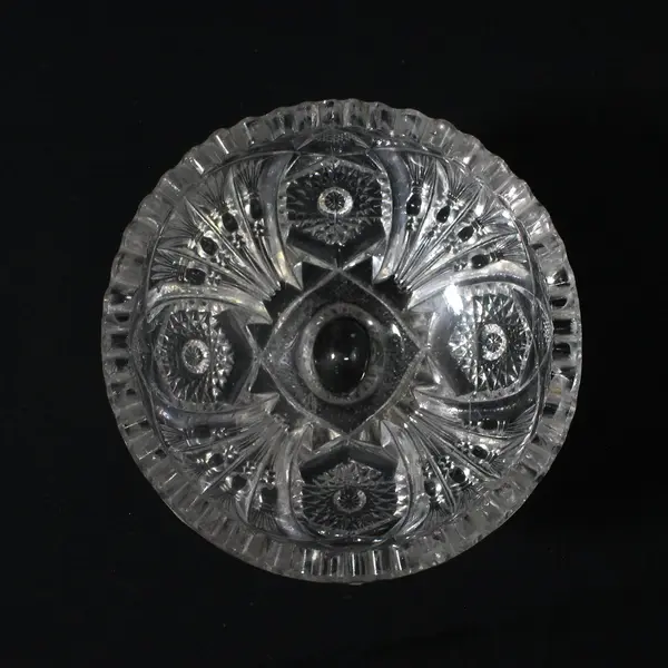 Vintage EAPG Pressed Glass Hobstar Fan Footed Compote Sawtooth Rim