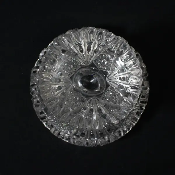 Vintage EAPG Pressed Glass Hobstar Fan Footed Compote Sawtooth Rim