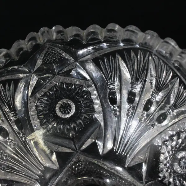Vintage EAPG Pressed Glass Hobstar Fan Footed Compote Sawtooth Rim