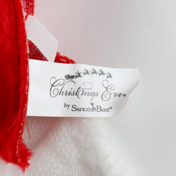 Santa's Best Christmas Eve Fuzzy Red Tree Skirt White Trim 52 Inch