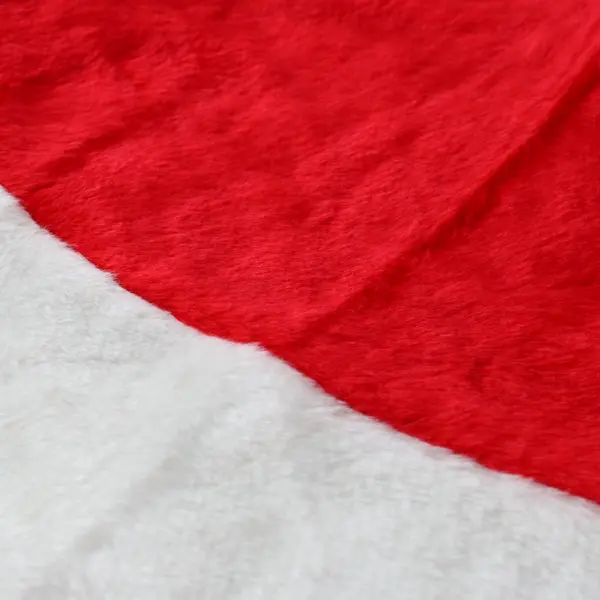 Santa's Best Christmas Eve Fuzzy Red Tree Skirt White Trim 52 Inch
