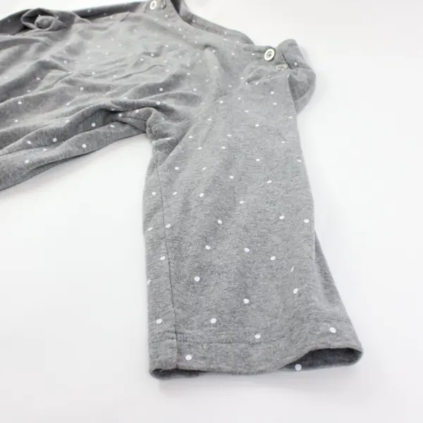 Croft and Barrow Gray White Polka-Dotted Faux Button 3/4 Sleeve Shirt Women's L 