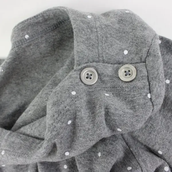 Croft and Barrow Gray White Polka-Dotted Faux Button 3/4 Sleeve Shirt Women's L 