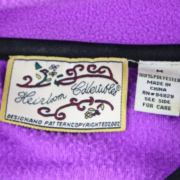 Vintage Heirloom Collectibles Purple Zip Up Fleece Vest Women's M
