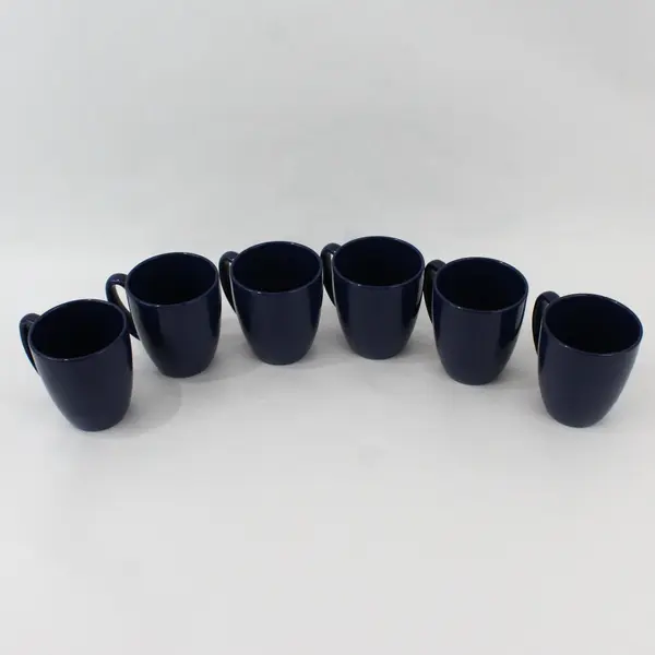 Set of 6 Corelle Coordinates Cobalt Blue Stoneware Mugs 