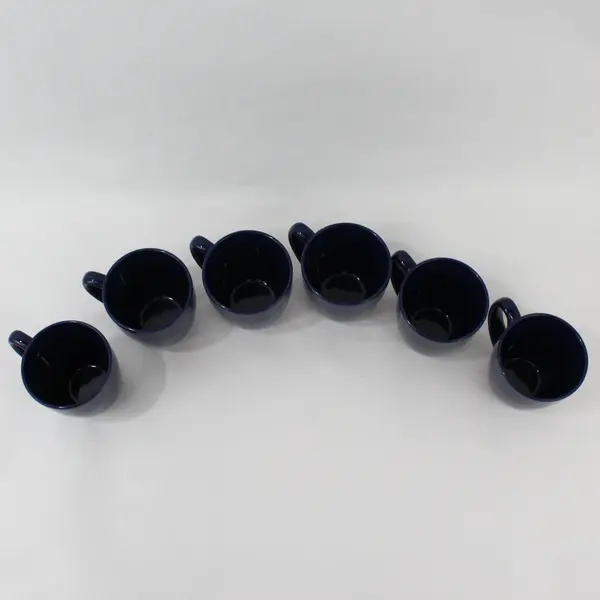 Set of 6 Corelle Coordinates Cobalt Blue Stoneware Mugs 