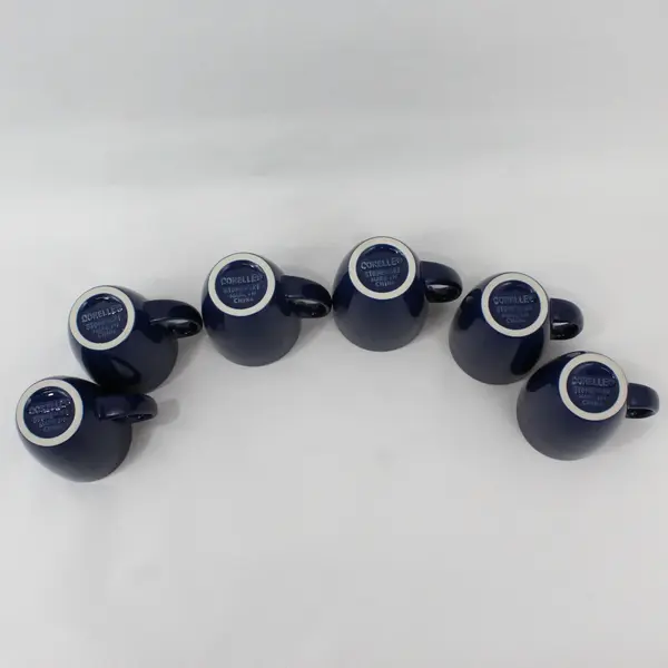 Set of 6 Corelle Coordinates Cobalt Blue Stoneware Mugs 