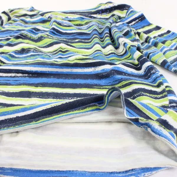 Ruby Rd Favorites Women's M Green Blue Black White Striped Tunic 3/4 Sleeve