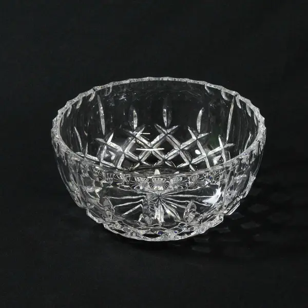 Vintage Clear Pressed Glass Bowl Crisscross Starburst 5.25" Unbranded