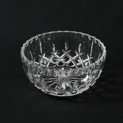 Vintage Clear Pressed Glass Bowl Crisscross Starburst 5.25" Unbranded