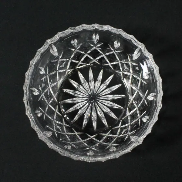 Vintage Clear Pressed Glass Bowl Crisscross Starburst 5.25" Unbranded