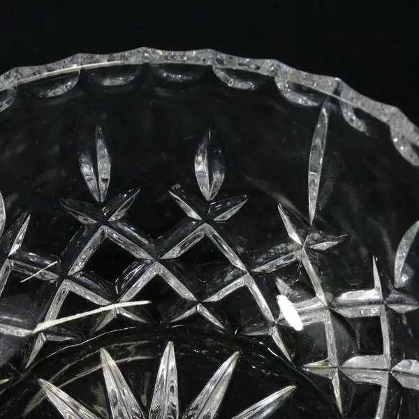 Vintage Clear Pressed Glass Bowl Crisscross Starburst 5.25" Unbranded