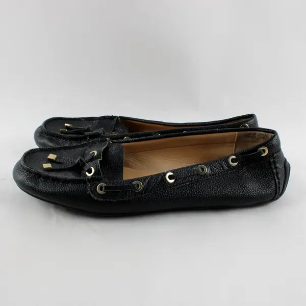 Talbots Women's Black Leather Tassel Loafers Slip On Size 10.5M