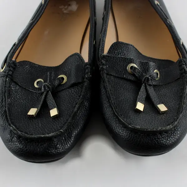 Talbots Women's Black Leather Tassel Loafers Slip On Size 10.5M