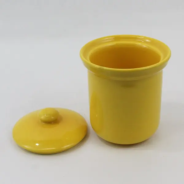 Buttercup Yellow Canister With Lid 6.25" Kitchen Storage Jar 4.5" Diameter