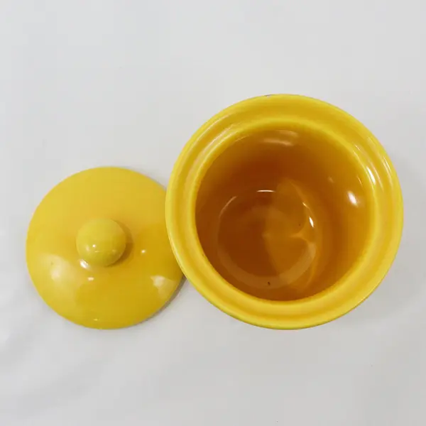 Buttercup Yellow Canister With Lid 6.25" Kitchen Storage Jar 4.5" Diameter