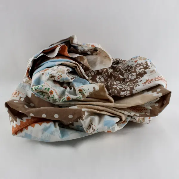 Vintage Orange Blue Brown Twin Fitted Sheet DIY Upcycling FLAWED