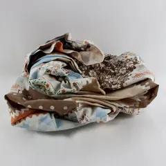 Vintage Orange Blue Brown Twin Fitted Sheet DIY Upcycling FLAWED