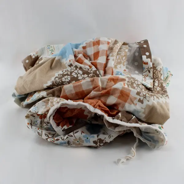 Vintage Orange Blue Brown Twin Fitted Sheet DIY Upcycling FLAWED
