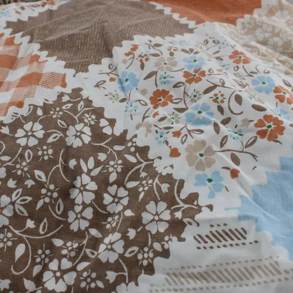 Vintage Orange Blue Brown Twin Fitted Sheet DIY Upcycling FLAWED