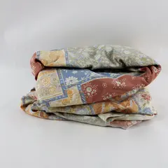 Vintage Cannon Gold Label Orange Green Blue Floral Twin Fitted Sheet 70s 80s