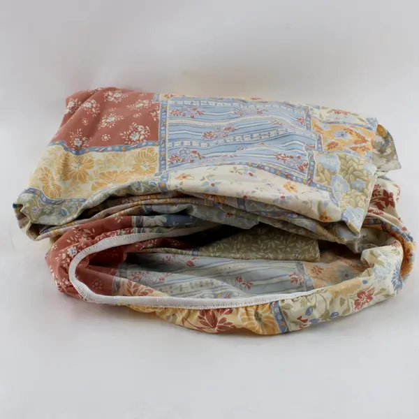 Vintage Cannon Gold Label Orange Green Blue Floral Twin Fitted Sheet 70s 80s