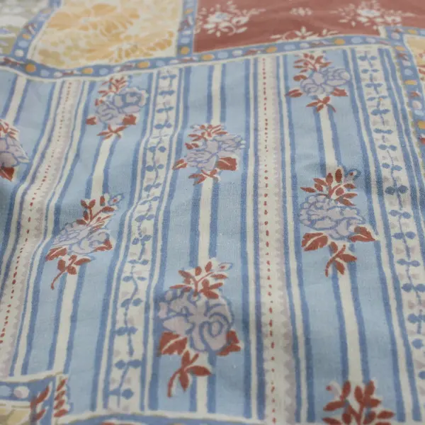 Vintage Cannon Gold Label Orange Green Blue Floral Twin Fitted Sheet 70s 80s