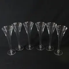 Set of 6 Trumpet Bowl Stemmed Champagne Flutes Glasses 9.5"