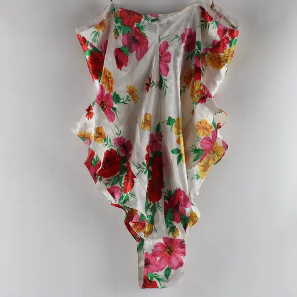 VTG Victoria's Secret Spring Floral Satin-Like Teddy Women's Small