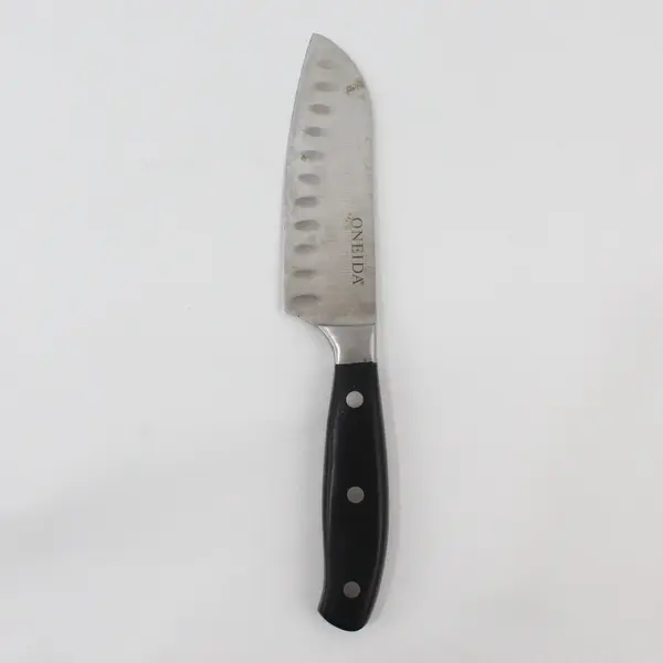 Oneida Kitchen Knife Black Handle SS 5" Blade Straight Edge Good