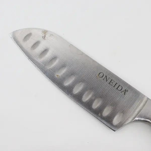 Oneida Kitchen Knife Black Handle SS 5" Blade Straight Edge Good
