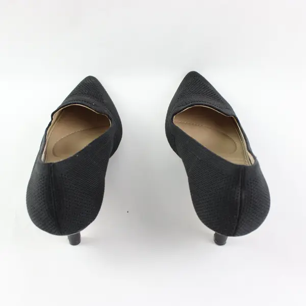 Adrienne Vittadini Skippy Fly-knit Pointed Toe Kitten Heel Pumps Black 10M