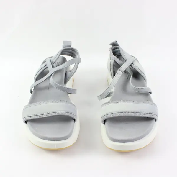 ECCO Women's Wedge Sandals Silver Gray Nubuck Leather US 8.5 EU 39
