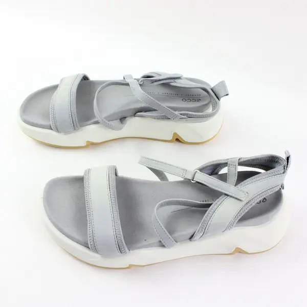ECCO Women's Wedge Sandals Silver Gray Nubuck Leather US 8.5 EU 39