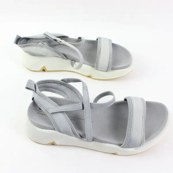 ECCO Women's Wedge Sandals Silver Gray Nubuck Leather US 8.5 EU 39