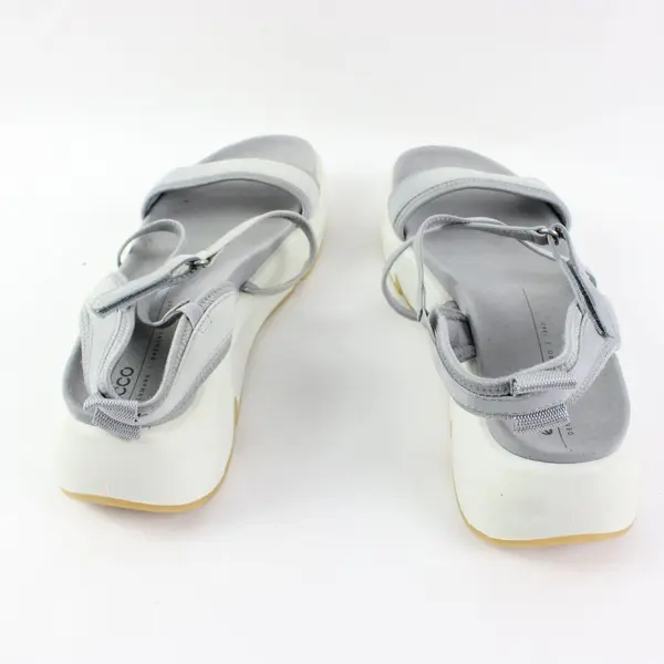 ECCO Women's Wedge Sandals Silver Gray Nubuck Leather US 8.5 EU 39