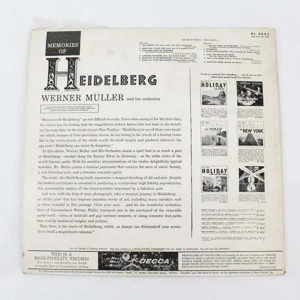 Werner Müller And His Orchestra Memories Of Heidelberg 12" Vinyl LP Decca