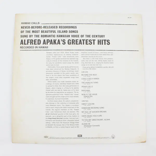 Alfred Apaka's Greatest Hits LP 12" Vinyl SM-2088 Hawaiian Capitol