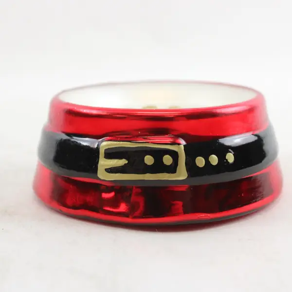 Glass Santa Belt Pet Paw Print Christmas Tree Ornament Red