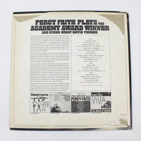 Percy Faith Plays The Academy Award Winner Born Free  12" Vinyl Record