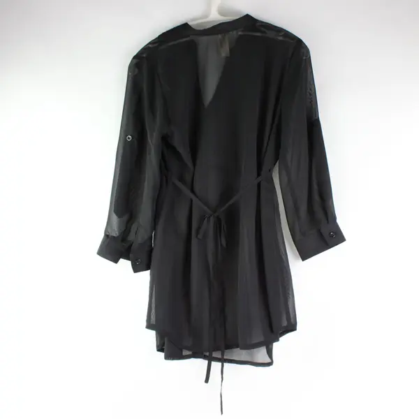Vintage No Boundaries Sheer Tunic Sz M (7-9) Jr's Black Button Down Tie Back
