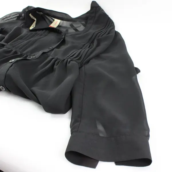 Vintage No Boundaries Sheer Tunic Sz M (7-9) Jr's Black Button Down Tie Back