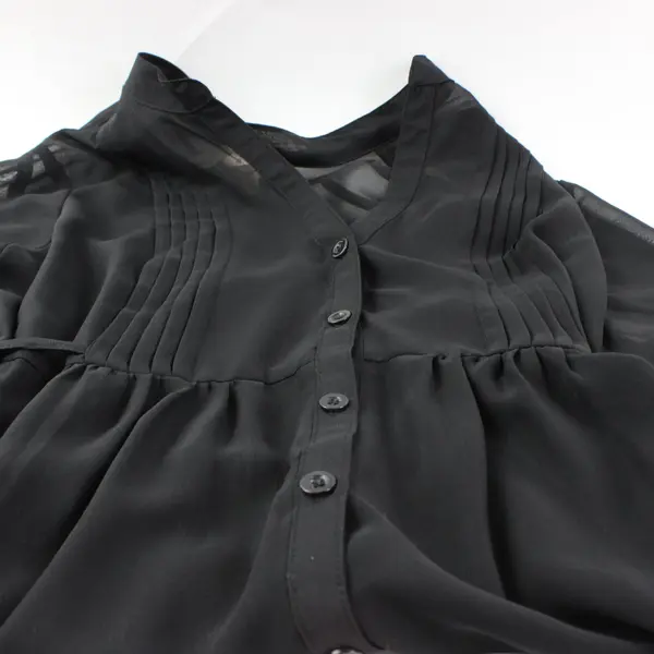 Vintage No Boundaries Sheer Tunic Sz M (7-9) Jr's Black Button Down Tie Back