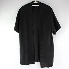 axcess By Liz Claiborne Black Short Sleeve Open Front Knit Cardigan Size Medium