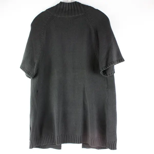 axcess By Liz Claiborne Black Short Sleeve Open Front Knit Cardigan Size Medium