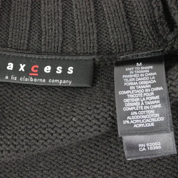 axcess By Liz Claiborne Black Short Sleeve Open Front Knit Cardigan Size Medium