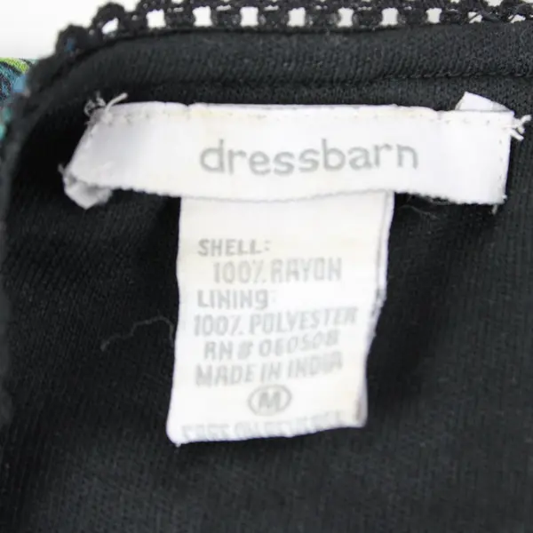 Dressbarn Black Midi Skirt M Blue Green Floral Paisley Print Small Bead Details