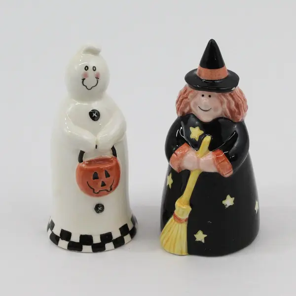Midwest-CBK Tricks & Treats Halloween Ghost Witch Salt Pepper Shaker Set