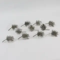 Set of 11 Pewter Palm Leaf Napkin Rings Tropical Table Decor